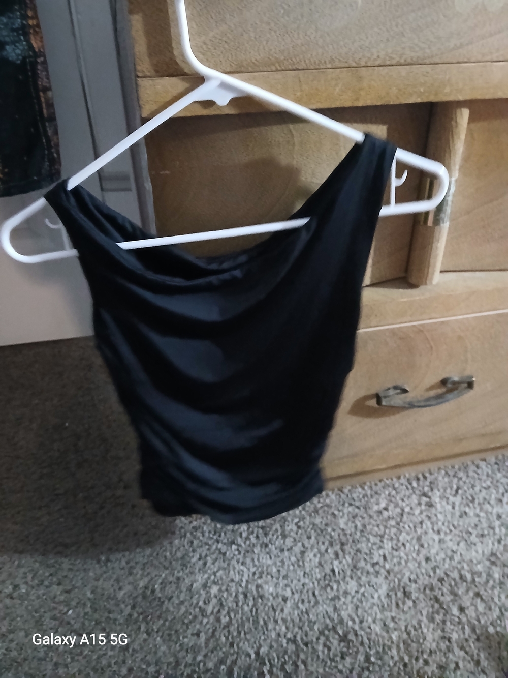 Black Cowl Neck Satin-Look Women's Top